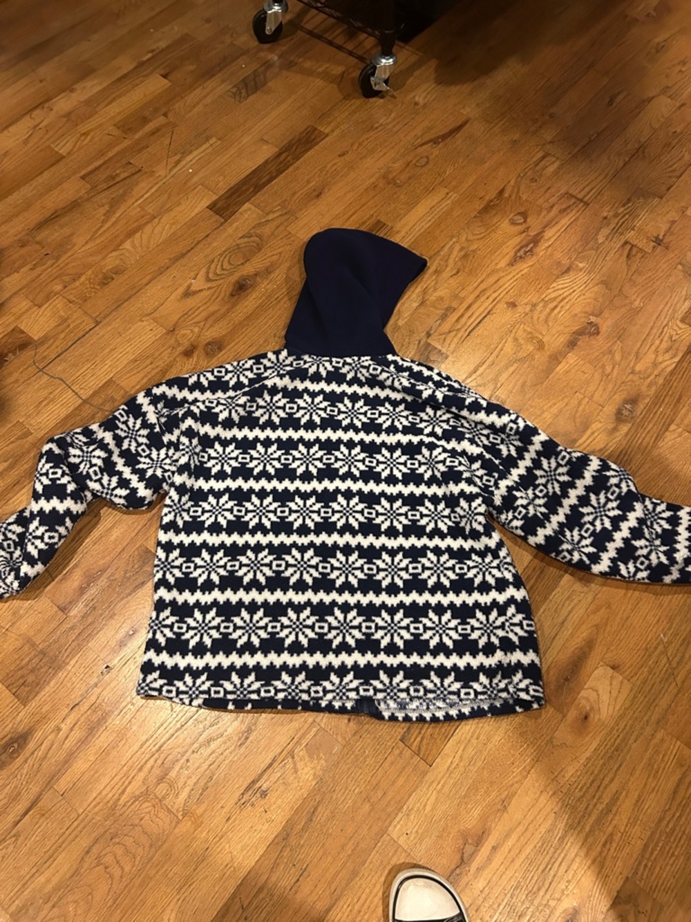 Como Vintage Navy & White Hooded Fair Isle Zip Jacket - Picture 4 of 4